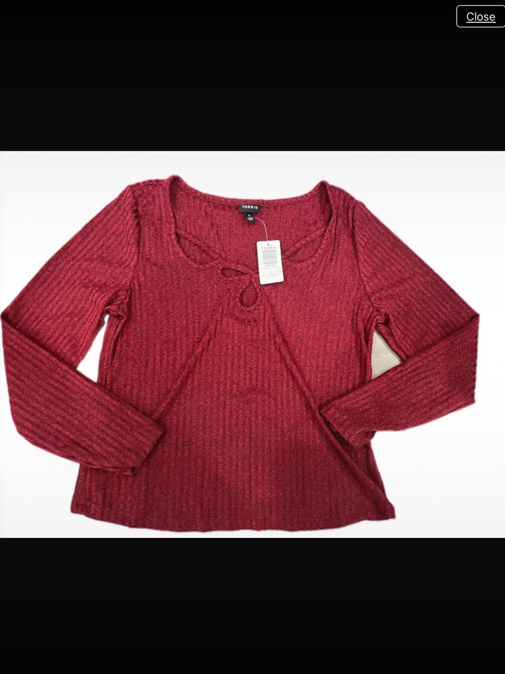 NWT torrid Burgundy Ribbed Scoop Neck Long Sleeve Top 1X